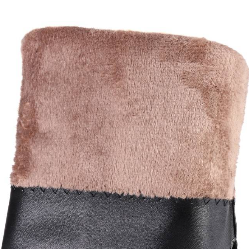 Winter New Fashion Slim 4 CM Thick Heels Pointed Toe Sewing Plush Plus Size 44 45 Cow Suede Women Over-the-Knee Long Modern Boots 60227
