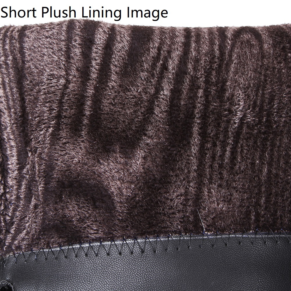 New Women Wedges Genuine Leather Pointed Toe 7 CM High Heel Wedges Side Zipper Winter Short Plush Fashion Over The Knee Boots Plus Size 41-45 60228