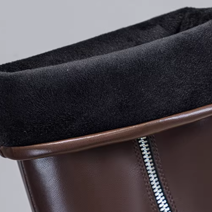 Winter Warm New Punk Style Slim 12 CM Height Increasing Platform Belt Buckle Rivet Genuine Leather Women Knee-High Long Trouser Boots 60302