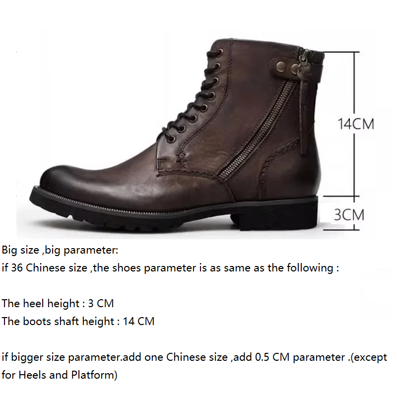 Spring Autumn New British Style Retro Chunky Bottom Rivet Sewing Cross-tied Genuine Leather Men Ankle High Top Motorcycle Boots 60303