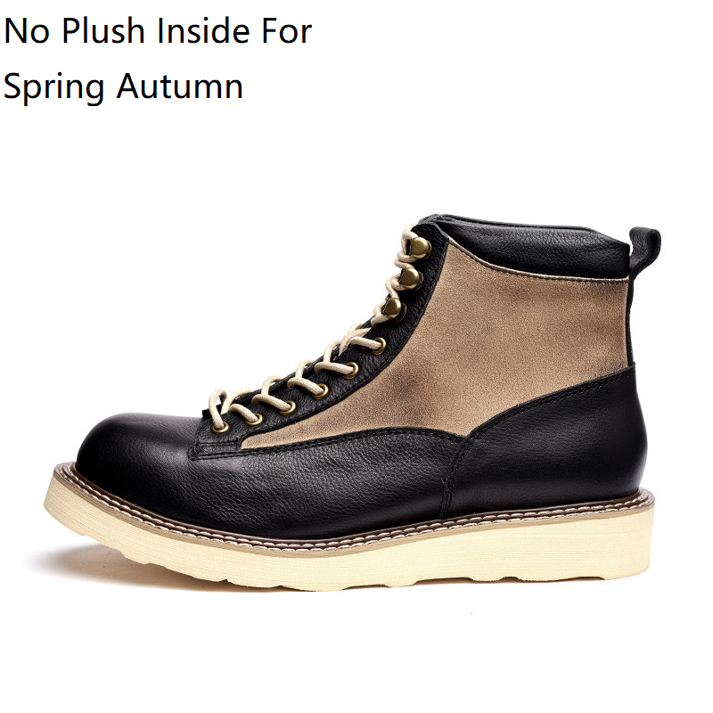 Spring Autumn Men Genuine Leather Mixed Colors Round Toe Single Shoes Chunky Bottom British Style Retro Short Boots 230227