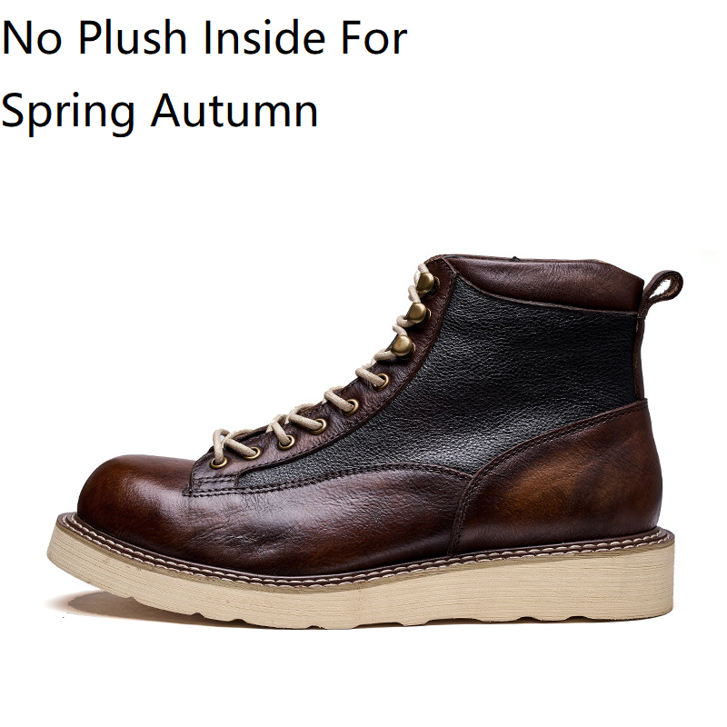 Spring Autumn Men Genuine Leather Mixed Colors Round Toe Single Shoes Chunky Bottom British Style Retro Short Boots 230227