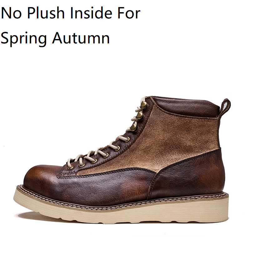 Spring Autumn Men Genuine Leather Mixed Colors Round Toe Single Shoes Chunky Bottom British Style Retro Short Boots 230227