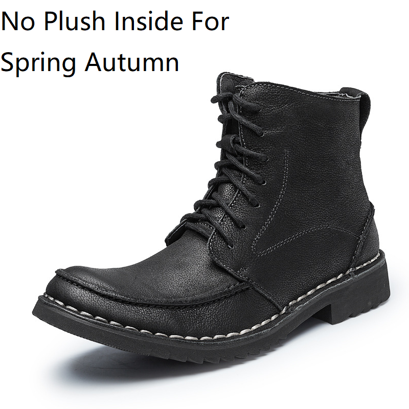 Spring Autumn New British Style Retro Thick Heels Cross-tied Sewing Genuine Leather Men Ankle Short Riding Equestrian Boots 60303