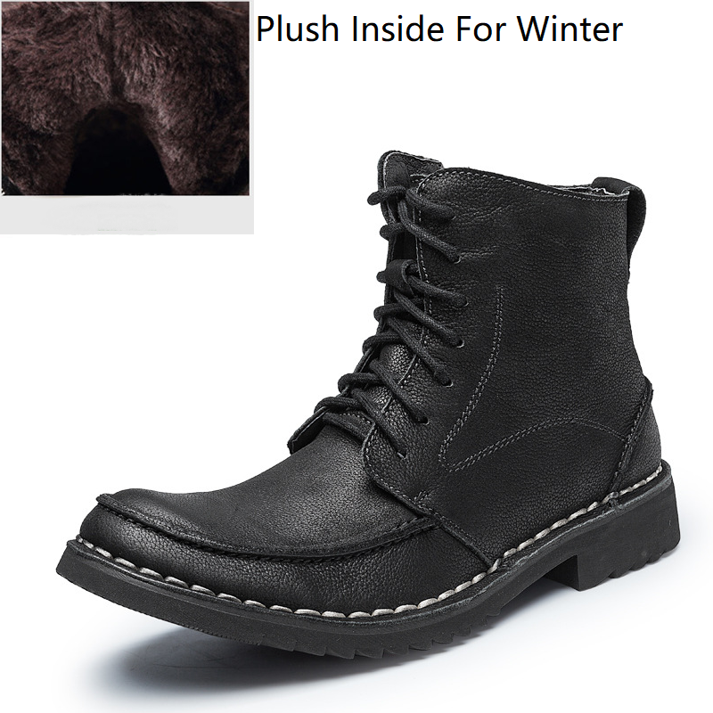 Spring Autumn New British Style Retro Thick Heels Cross-tied Sewing Genuine Leather Side Zipper Men Ankle Short Riding Equestrian Boots 60303