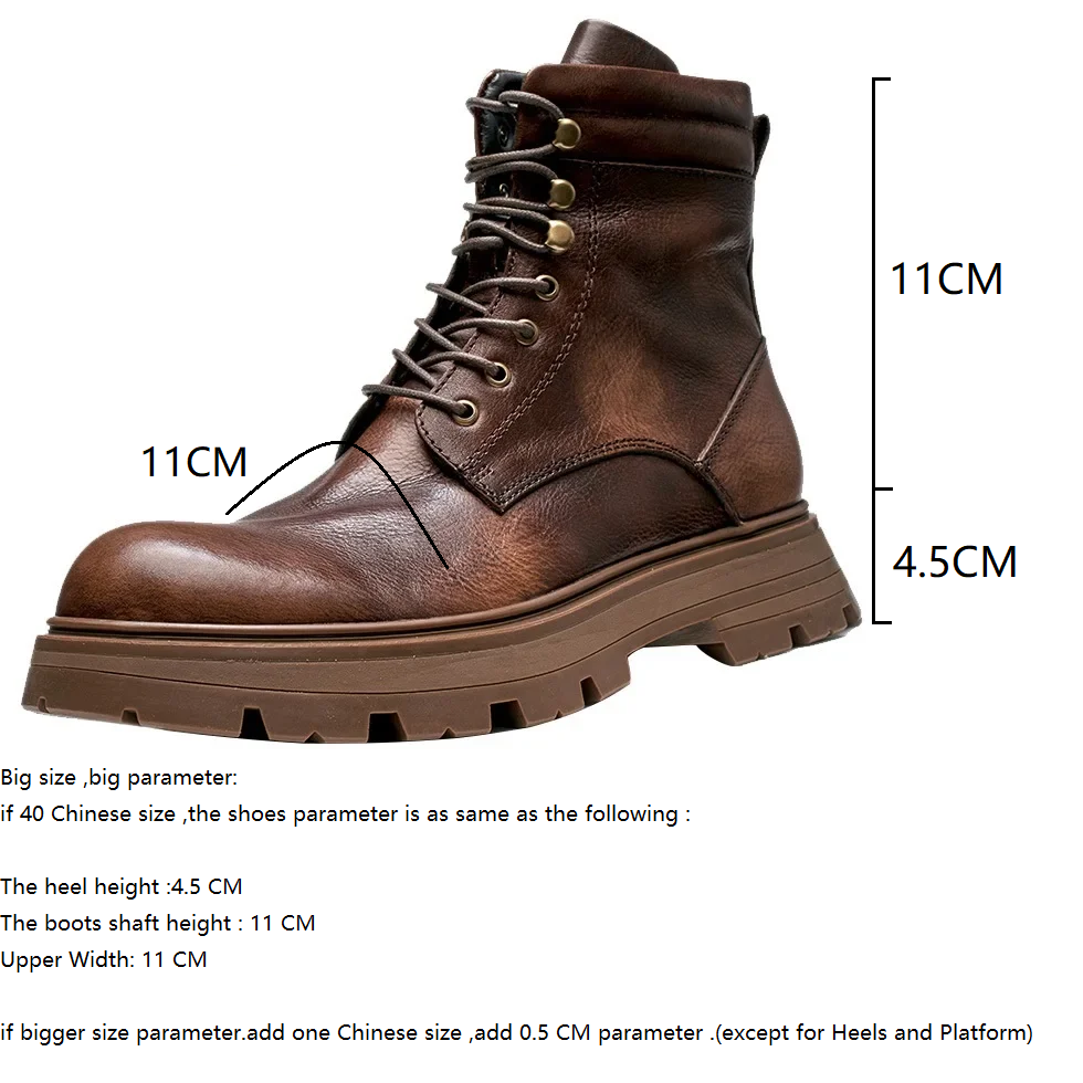 Spring Autumn New Arrival British Style Thick Bottom Sewing Cross-tied Genuine Leather Men Ankle Short Motorcycle Boots 60304