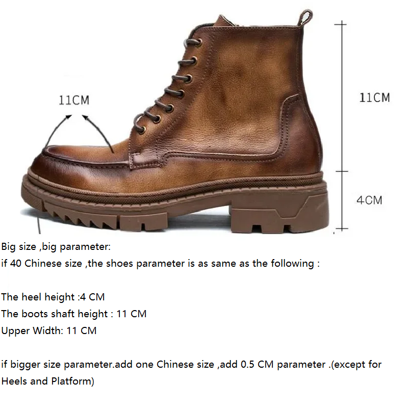 Spring Autumn New British Style Chunky Bottom Platform Cross-tied Side Zipper Sewing Genuine Leather Men Ankle Short Motorcycle Boots 60304