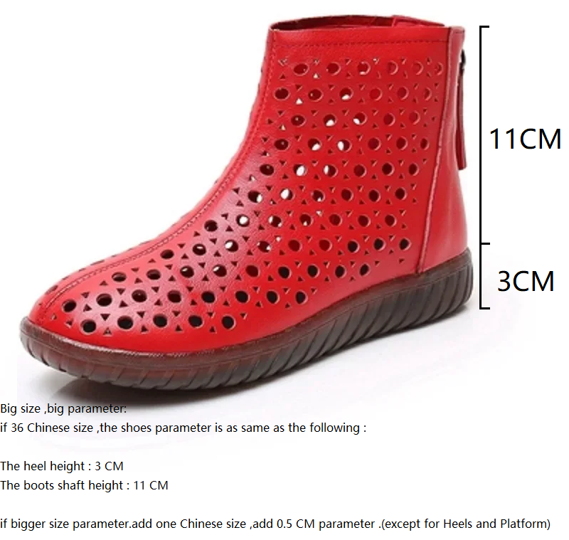 Summer Fashion Leisure Chunky Bottom Wedges Cut Out Sewing Plus Size 41 42 Genuine Leather Women Ankle Short Modern Boots 2303