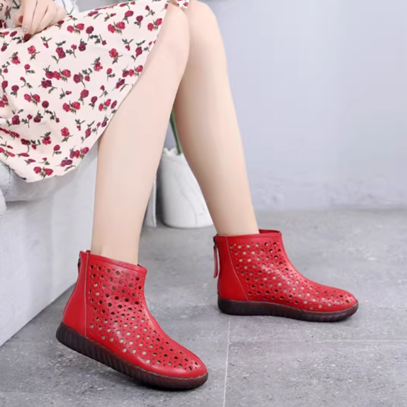 Summer Fashion Leisure Chunky Bottom Wedges Cut Out Sewing Plus Size 41 42 Genuine Leather Women Ankle Short Modern Boots 2303