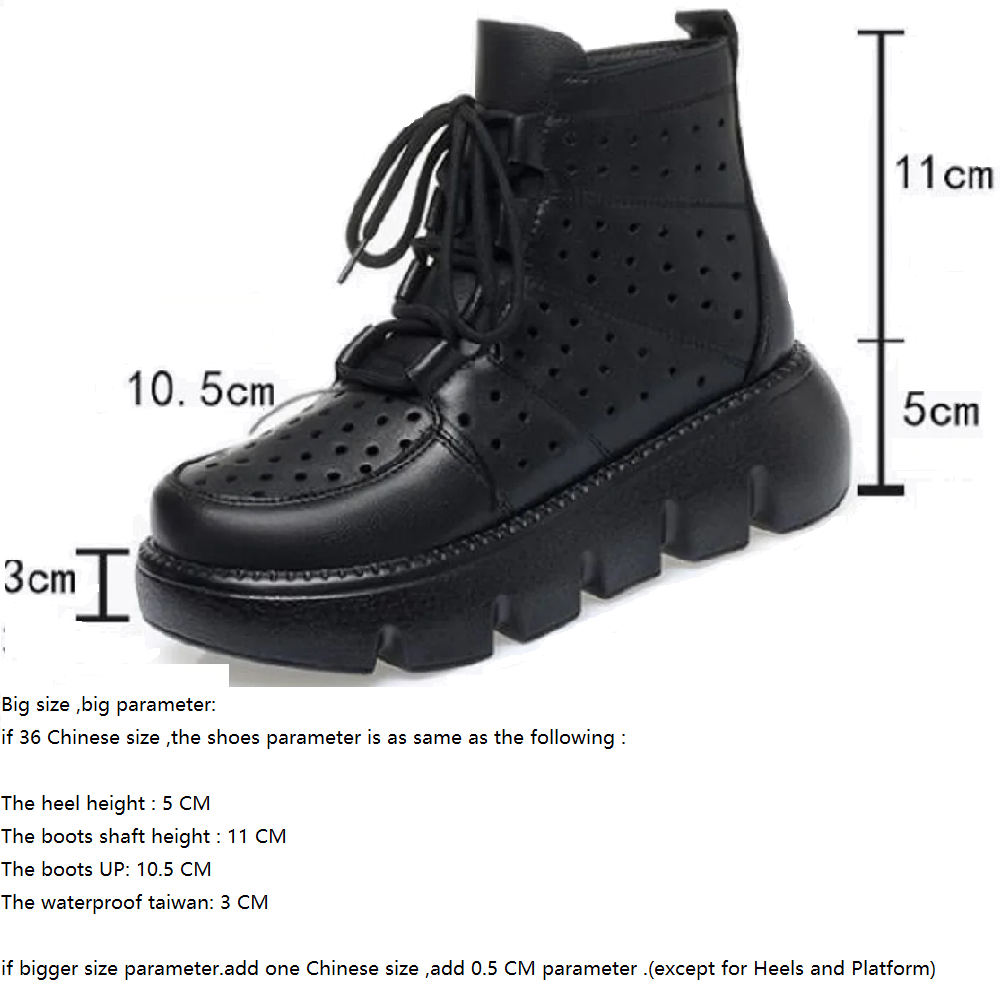 Summer New Fashion Thick Bottom Platform Cut Out Cross-tied Side Zipper Sewing Genuine Leather Women Ankle Short Modern Boots 60304