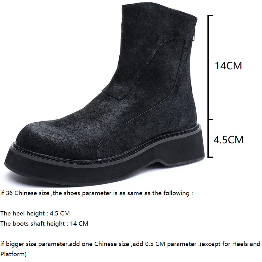 Spring Autumn British Style Thick Sole Sewing Genuine Leather Men High-top Short Riding Equestrian Boots Winter Plush Inside 60305