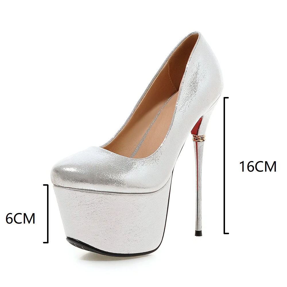 Summer Fashion Plus Size 42 43 Women Patent Leather Platform 16 CM Super High Heels Pumps Ladies Pointed Toe Shallow Cross-tied Shoes 60309