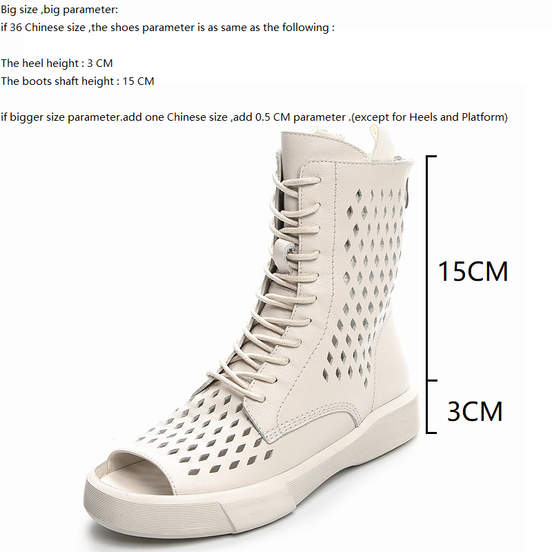 Summer New Fashion 3 CM Chunky Bottom Cross-tied Cut Out Back Zipper Genuine Leather Peep Toe Women Ankle Short Modern Gladiator Boots 60309