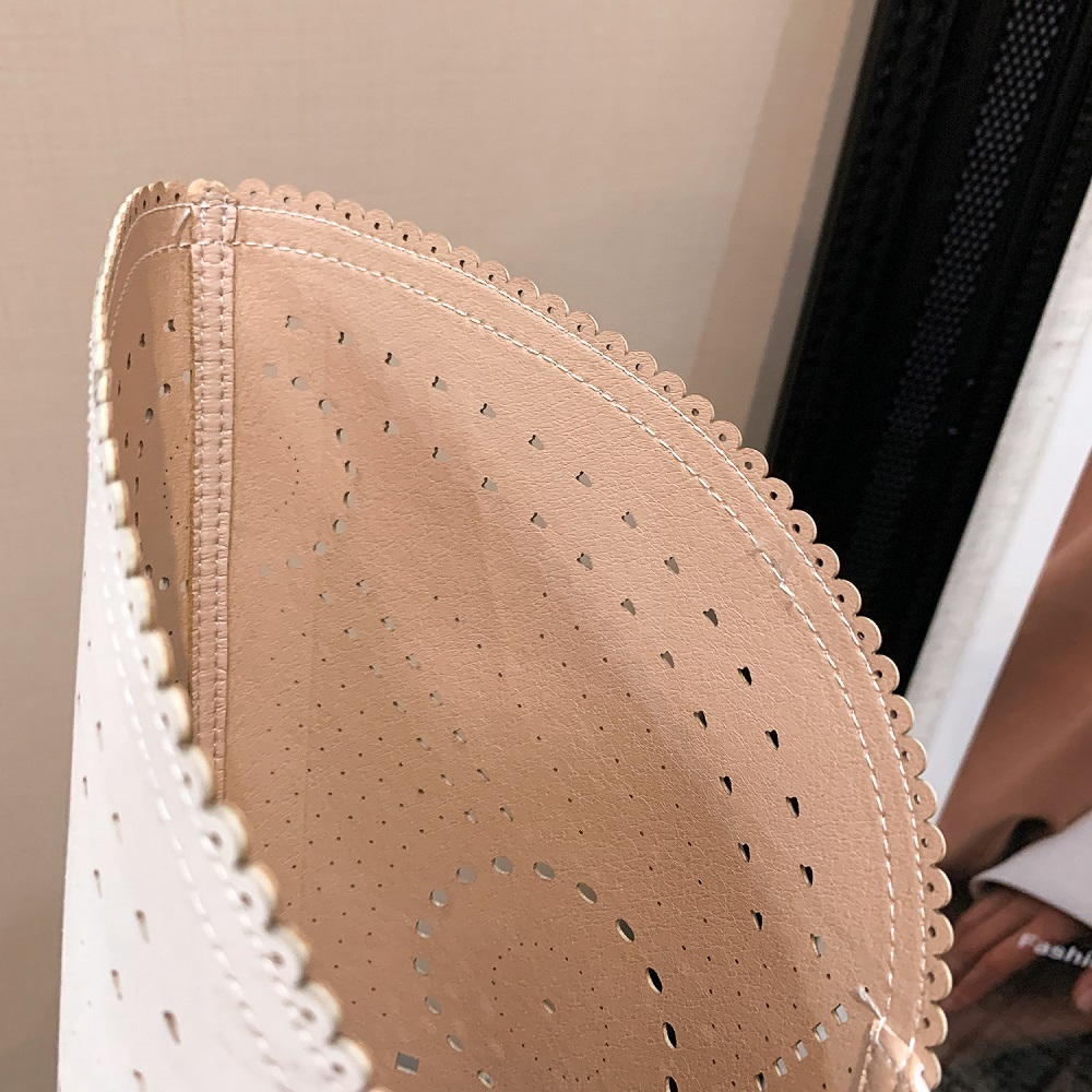 Women's Spring Summer Fashion Slim 5.5 CM Chunky Heel Pointed Toe Genuine Leather Cut Out Crystals Zipper Knee High Boots 60312