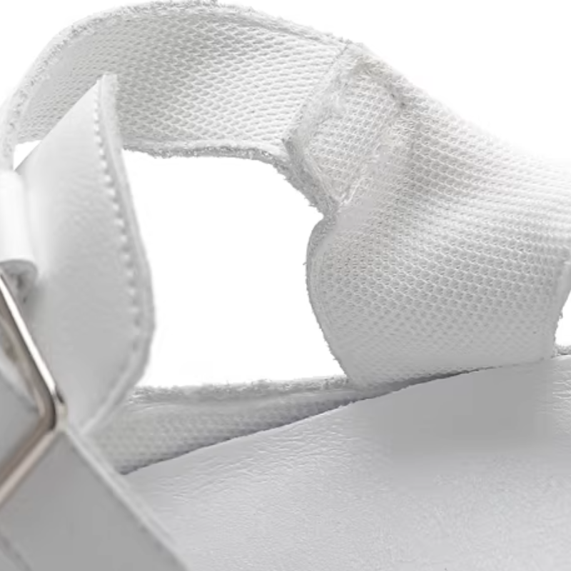 Women's Summer New Slim 8 CM Wedge Heel Genuine Leather Cross - Strap Hook & Loop Belt Buckle Backless Cut Out Gladiator Sandals 60317