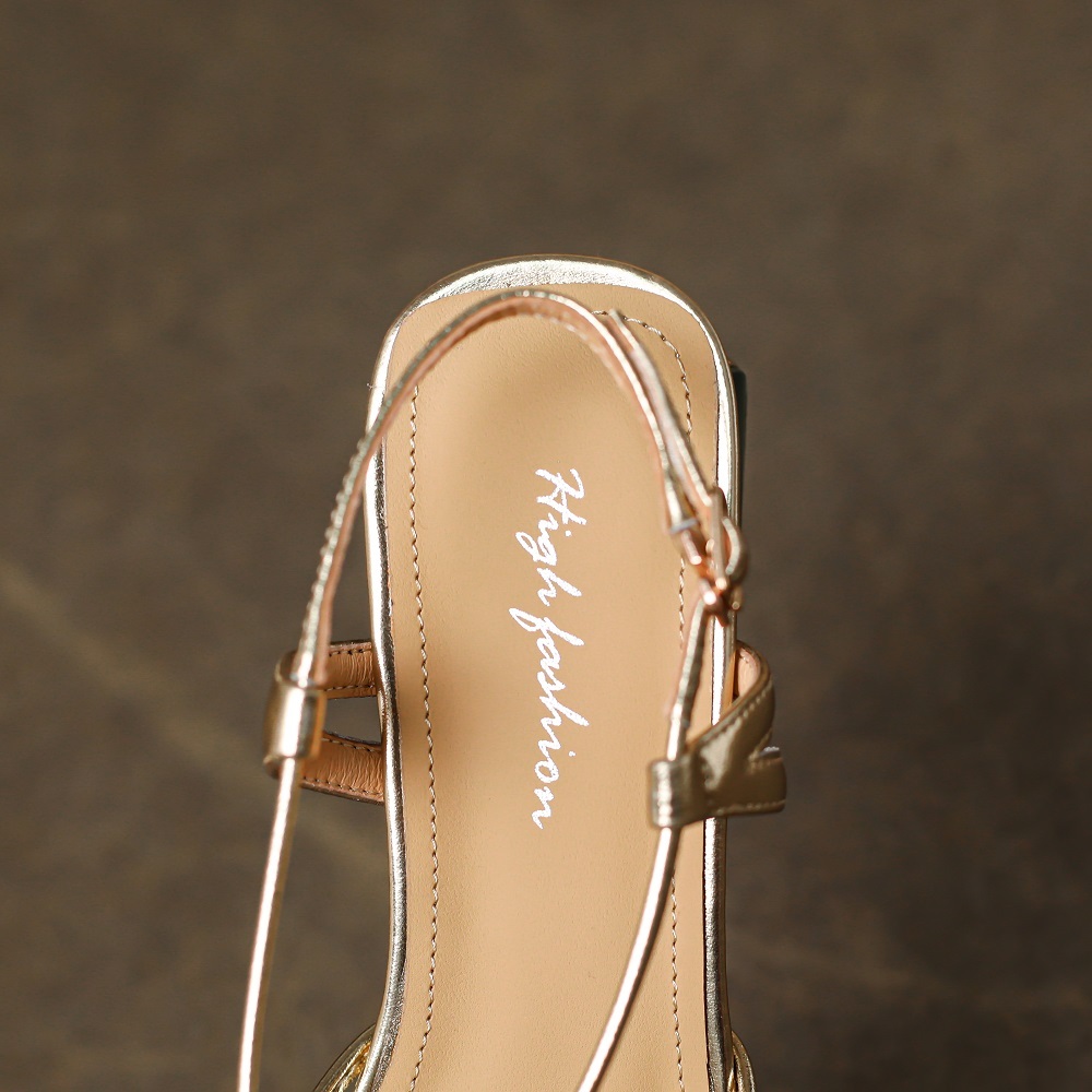 Ladies' Genuine Leather Pointed Toe Sandals Thin Straps Spring Autumn Cut Out Closed Toe 3.5 CM Block Heel Versatile Fashion Shoes 60320