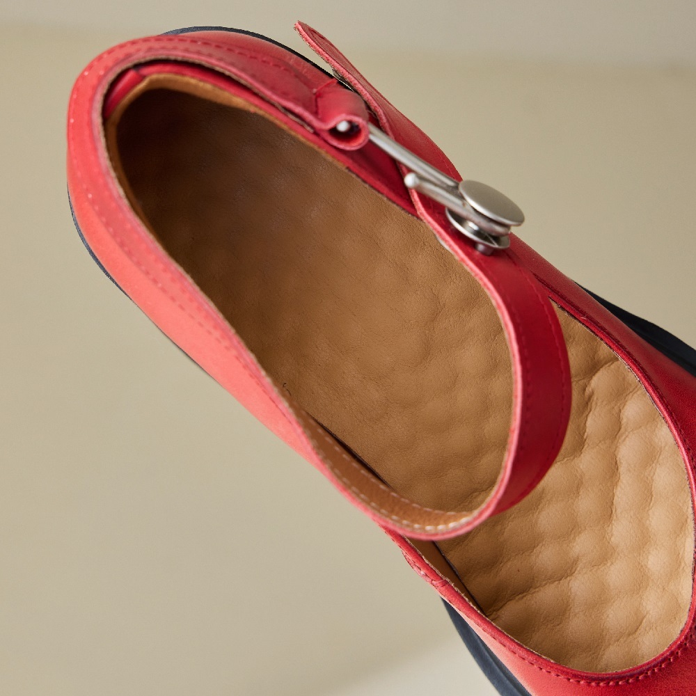 Women's Genuine Leather Mary Jane Pumps Spring Summer Low Cut Single Strap European American Style Handmade 12 CM Block Heel Platform Shoes 60326