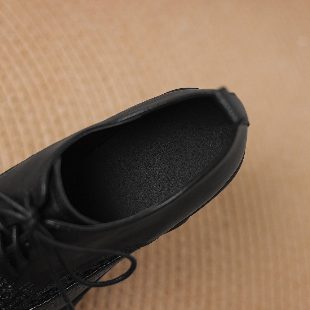 Women's Spring Summer Genuine Leather Mesh Hollow Breathable 8 CM Wedge Platform Lace-up Casual Comfort Lightweight Versatile Shoes 60403