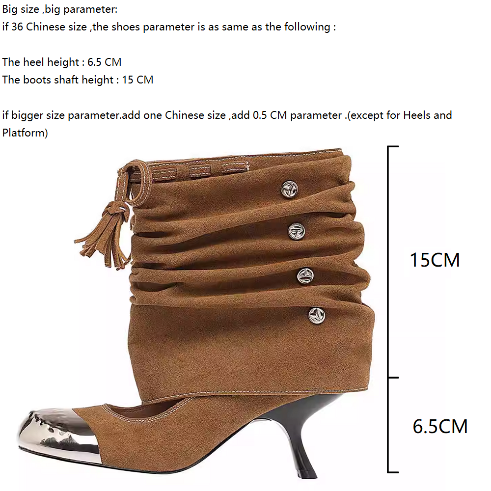 Stylish Ruched Fringe Tie Metal Cap-Toe 2-in-1 Pumps Women Shallow Mouth 6.5 CM Stiletto Heel Rivets Spring Summer Shoes 60404 60404