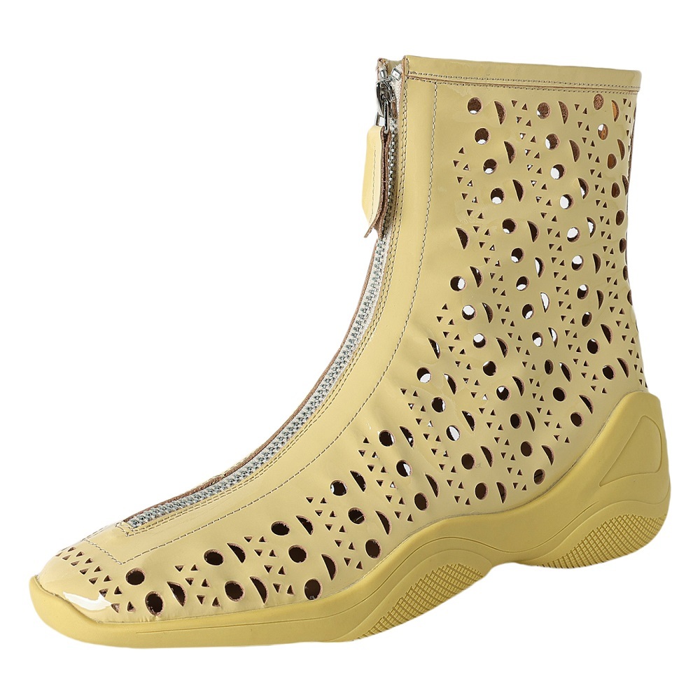 Genuine Leather Cut-out Zipper Minimalist Spring Summer Breathable Versatile Women's 5 CM Hidden Platform Soft Sole Comfortable Ankle Boots 60410