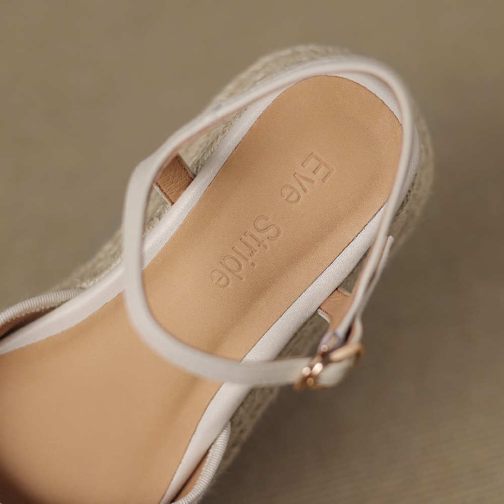Women's Casual Comfort Sandals Summer Genuine Leather Toe Cap Sequined Patchwork Closed Toe Backless Single Strap 5 CM Wedge Heel Shoes 60411