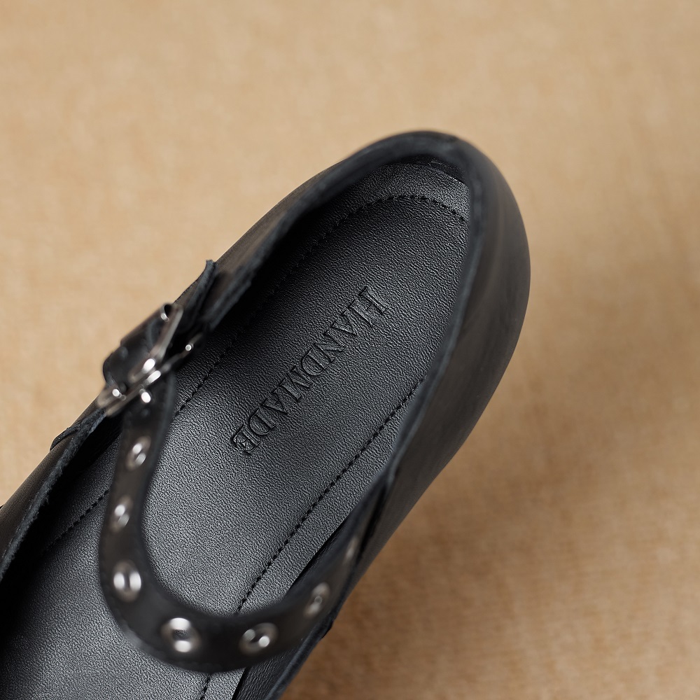 Spring Summer Retro French Mary Jane Shoes Pointed Toe Shallow Mouth Crisscross Straps 2 CM Low Heel Metal Buckle Casual Women's Versatile Shoes 60413