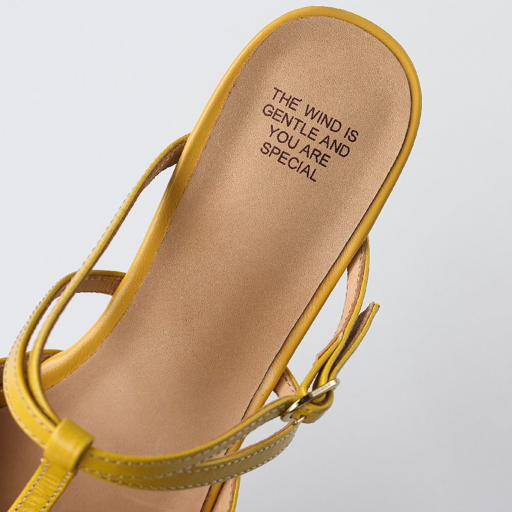 Women Genuine Sheepskin French Square Toe Slip On Backless Slippers 6.5 CM Thin Heel Cut Out Fashion Summer Belt Buckle Sandals  60522