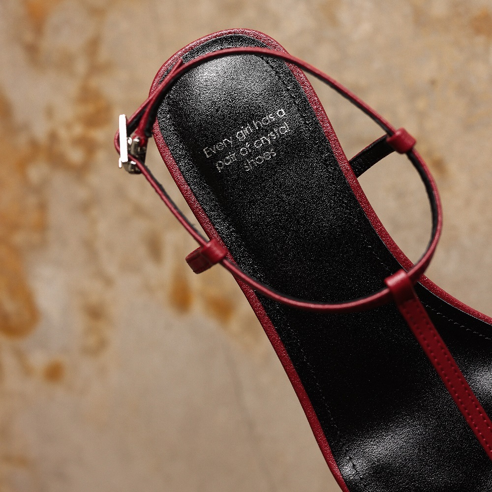 Women Summer Elegant Thin Strap 4.5 CM Square Heel Open Toe Backless Belt Buckle Minimalist Office French Pointed Toe Versatile Sandals 60523