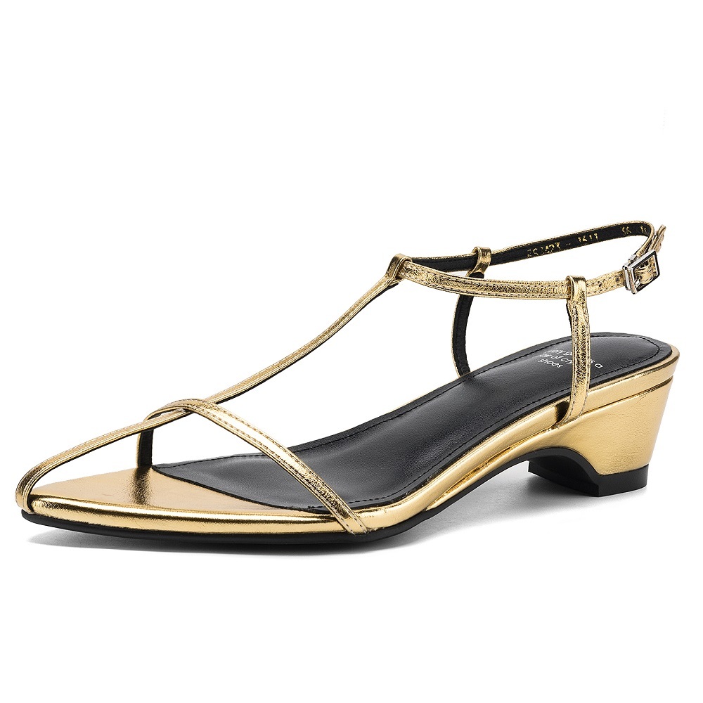 Women Summer Elegant Thin Strap 4.5 CM Square Heel Open Toe Backless Belt Buckle Minimalist Office French Pointed Toe Versatile Sandals 60523