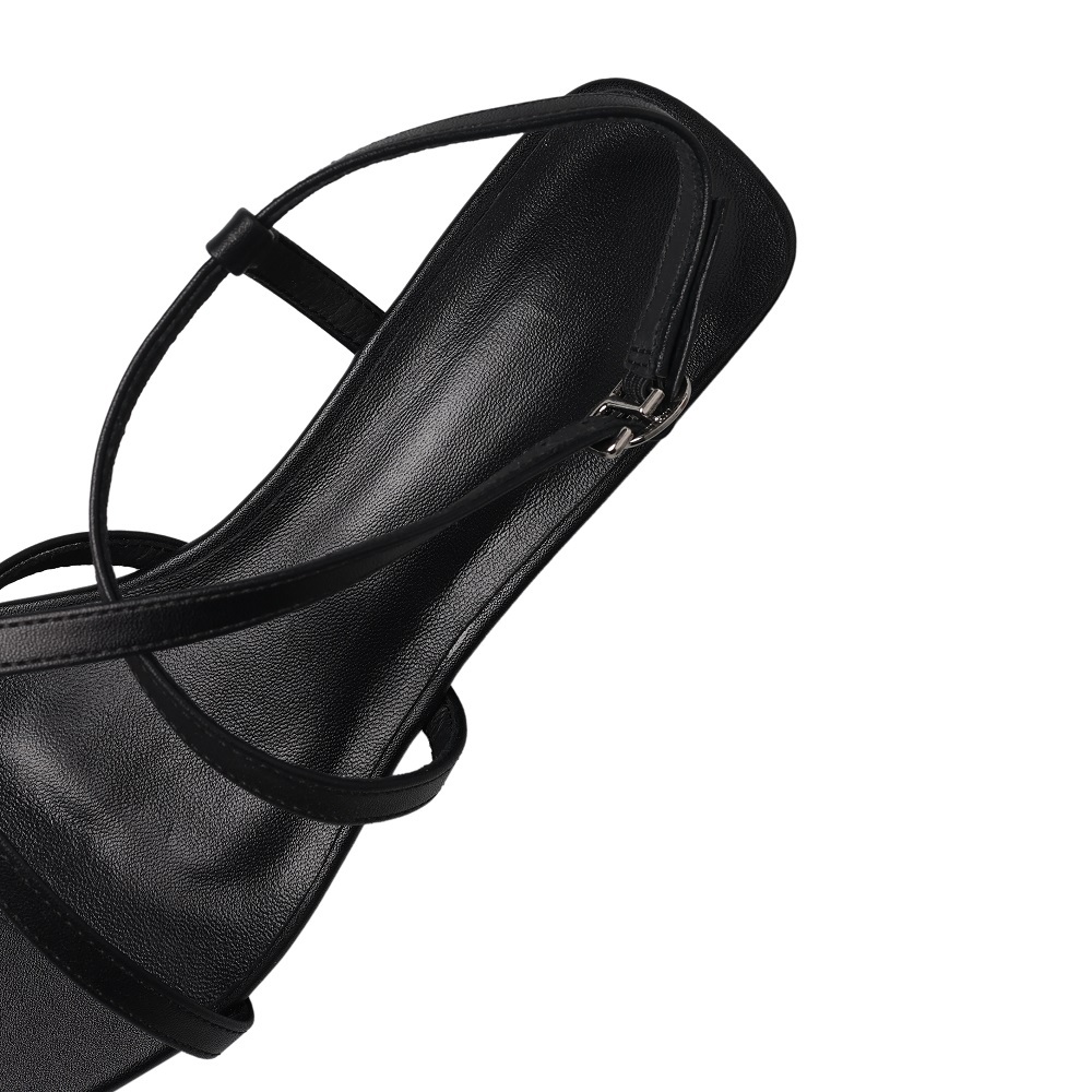 Women Genuine Leather Cross Thin Strap Toe Loop Sandals 4.5 CM Wedge Heel Metal Decor Buckle Open Toe Gladiator Casual Summer Shoes 60530
