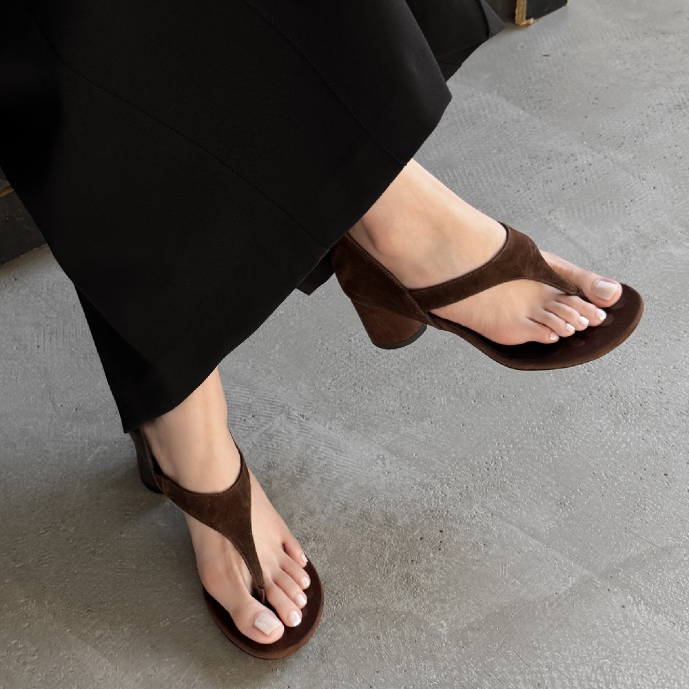 Women Genuine Leather 5.5 CM High Heel Slide Sandals Open Toe Back Cover Slip On Retro Minimalist Roman Summer Shoes 60610