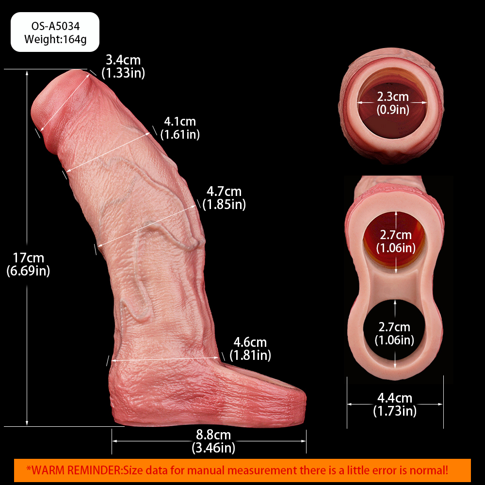 Akbar 6.69" x Girth 3.96" Silicone Realistic Penis Sleeve
