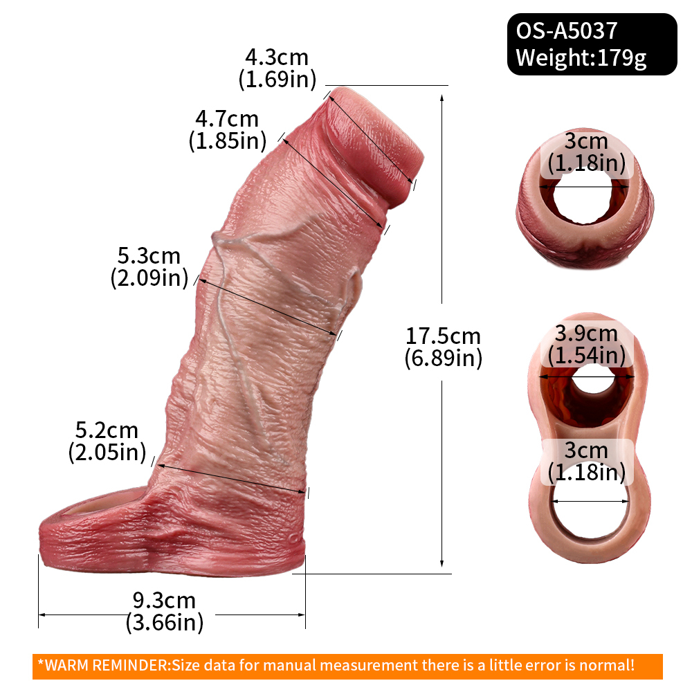 Menes 6.89" x Girth 4.82" Silicone Realistic Penis Sleeve