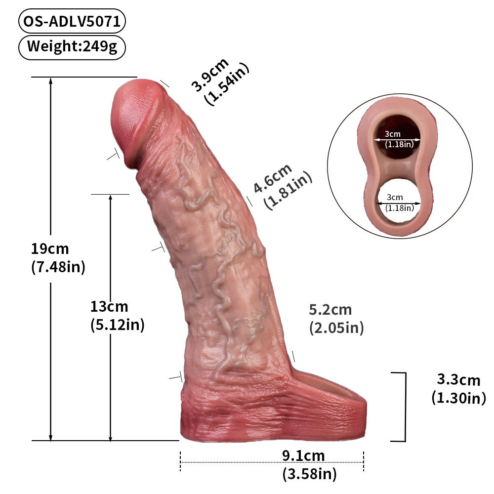 Yevich 7.48" x Girth 3.71" Silicone Realistic Penis Sleeve