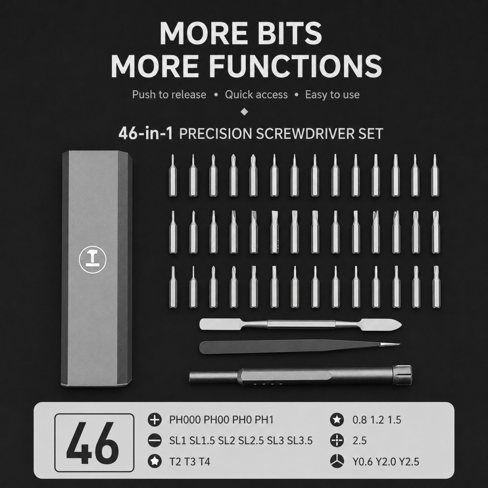 Magnetic Precision Screwdriver Set – Compact Bit Kit for Shed, Tech & Everyday Fixes