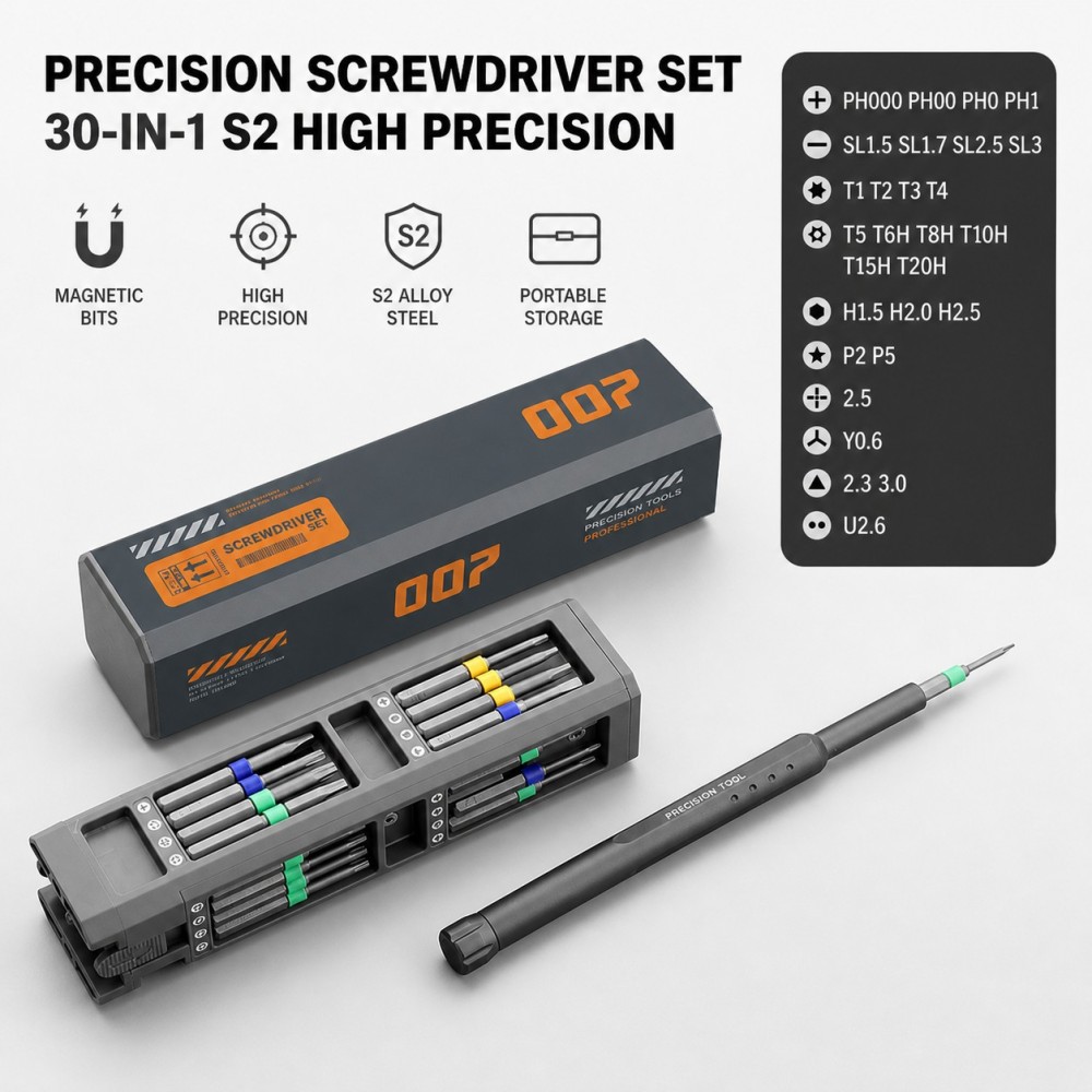 Magnetic Precision Screwdriver Set – Compact Bit Kit for Shed, Tech & Everyday Fixes