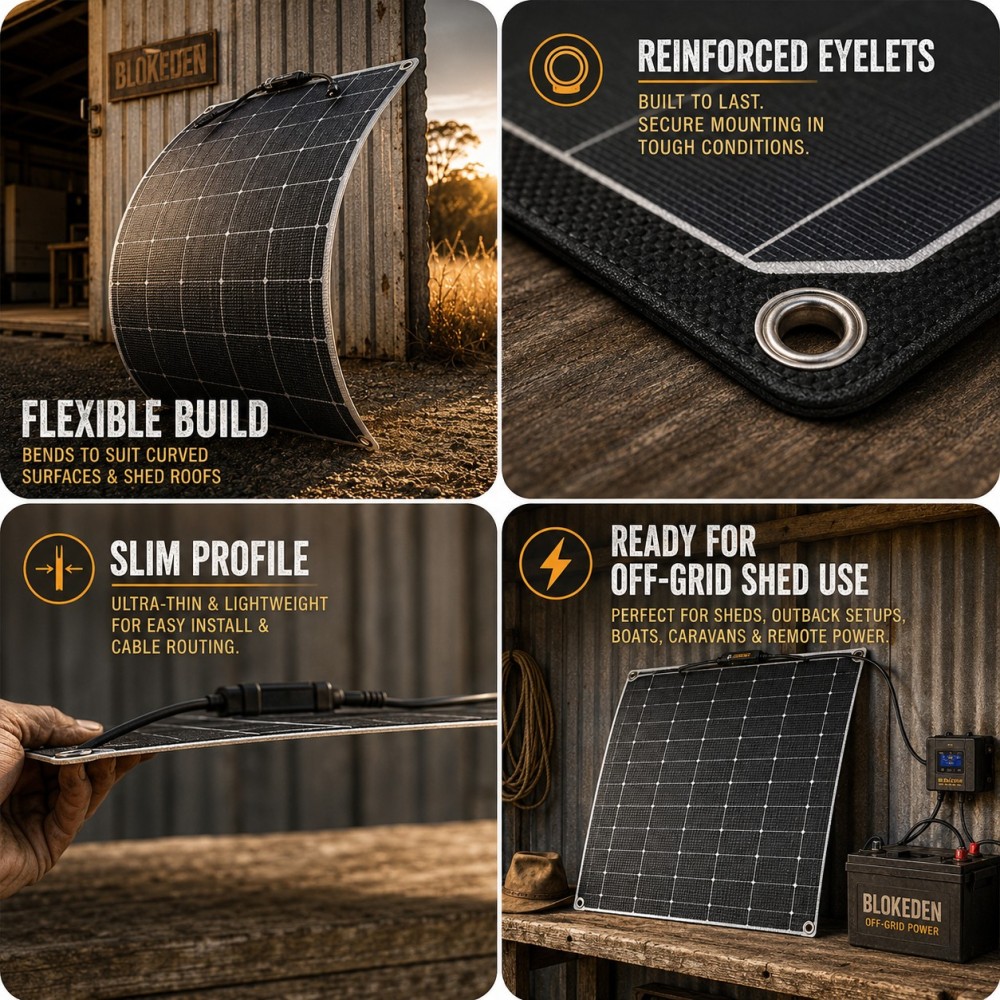 ETFE Flexible Solar Panel, High Efficiency Bendable Mono Solar Panel, Waterproof Off-Grid Power for Shed, Caravan, Farm, Boat RV