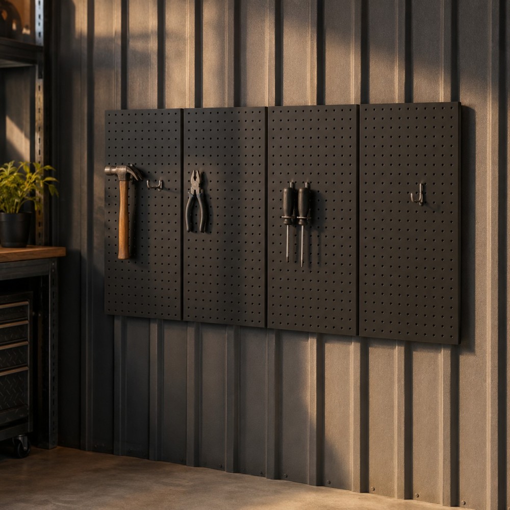 Metal Tool Pegboard Panel - Heavy Duty Wall Mounted Storage Organizer for Garage, Workshop & Tool Cart