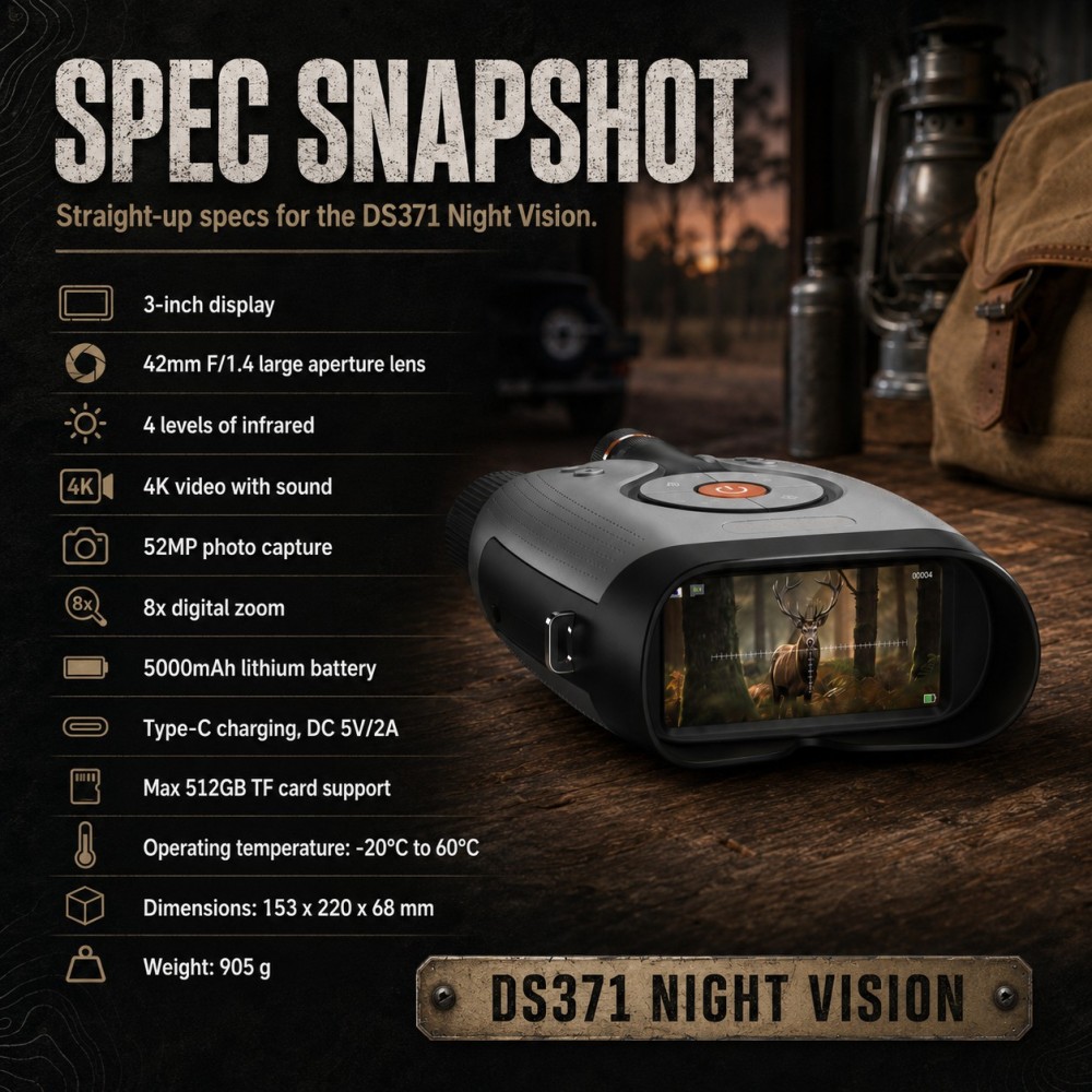 Night Vision Device – 4K Night Vision with 52MP Photo Capture, 3" Screen & 8x Zoom