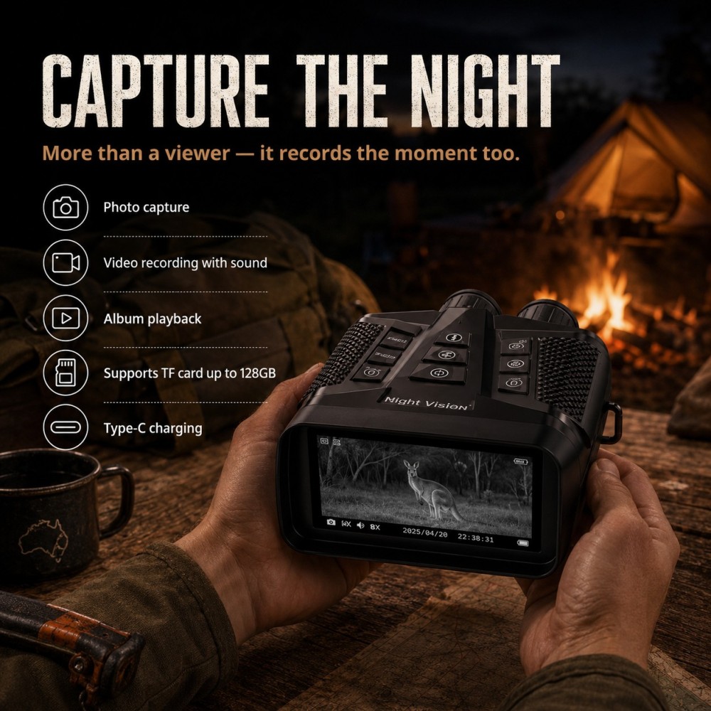BG01 Night Vision Device – 4K Digital Night Vision with 3" Screen, IR Illumination & 8x Zoom