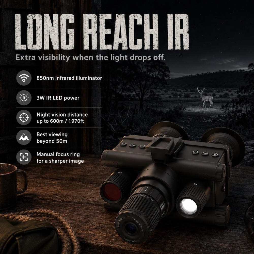 Z9157 Head-Mountable Night Vision Camera – 4K Low-Light Recording with 600m Night Viewing & AMOLED Display