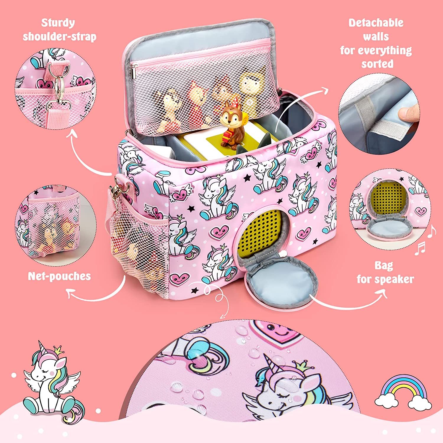 Portable Storage Bag Compatible with Tonies Audio Player Starter Set & Toniebox Figures Characters