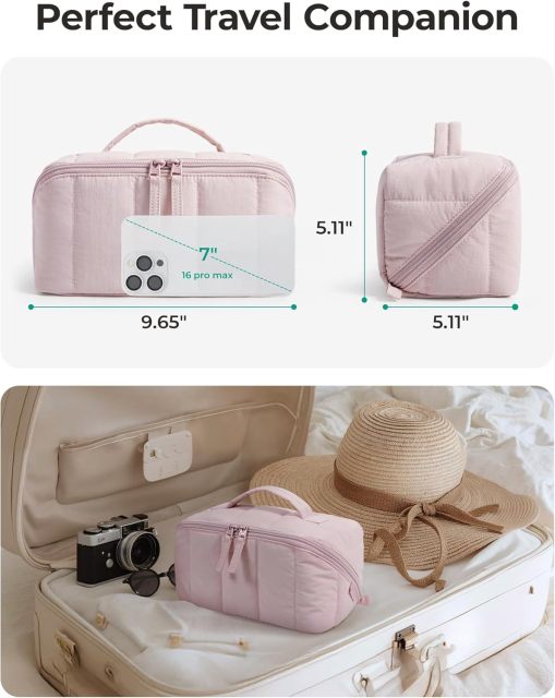 Travel Makeup Bag for Women, Portable Water-resistant Cosmetic Case