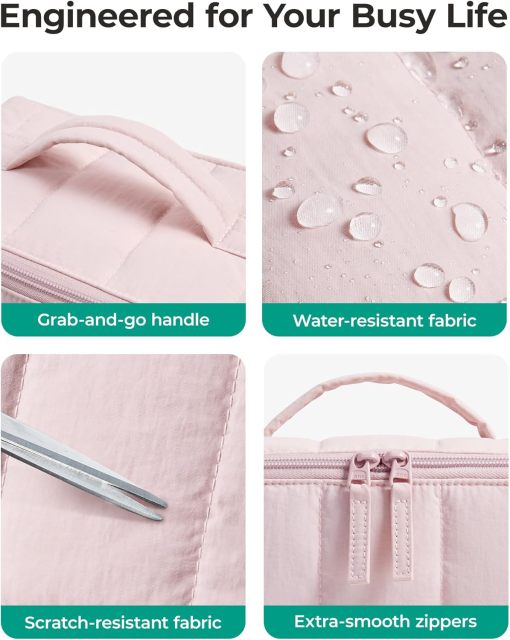 Travel Makeup Bag for Women, Portable Water-resistant Cosmetic Case