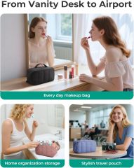 Travel Makeup Bag for Women, Portable Water-resistant Cosmetic Case
