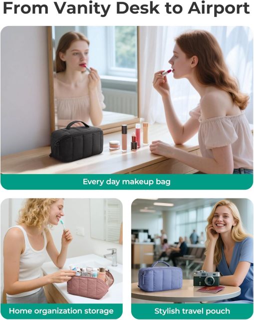 Travel Makeup Bag for Women, Portable Water-resistant Cosmetic Case
