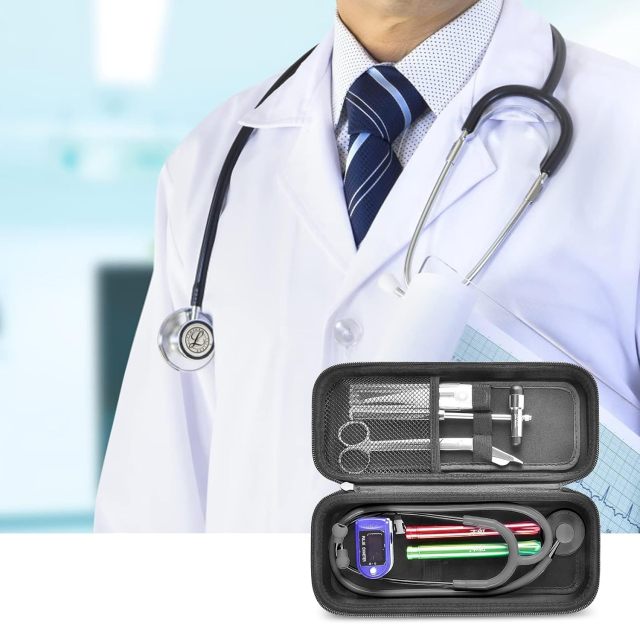Stethoscope Case Compatible with 3M Littmann Classic III Monitoring/Lightweight II S.E/Cardiology IV Diagnostic/MDF Acoustica Stethoscopes, Extra Pocket for Doctor & Nurse Accessories