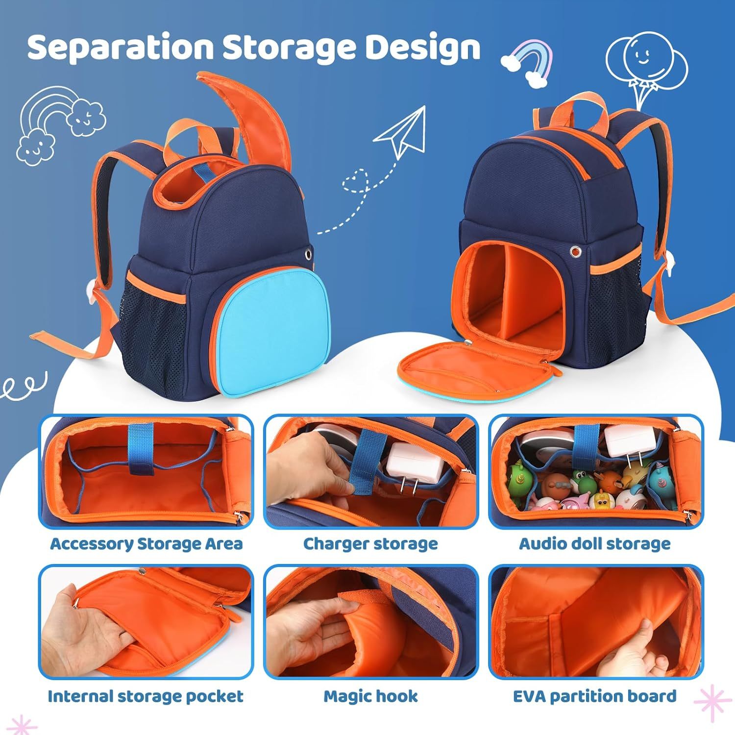 Figure Storage Backpack Bag Compatible with Toniebox 1/2 Audio Player, Tonies Figures and Other Accessories