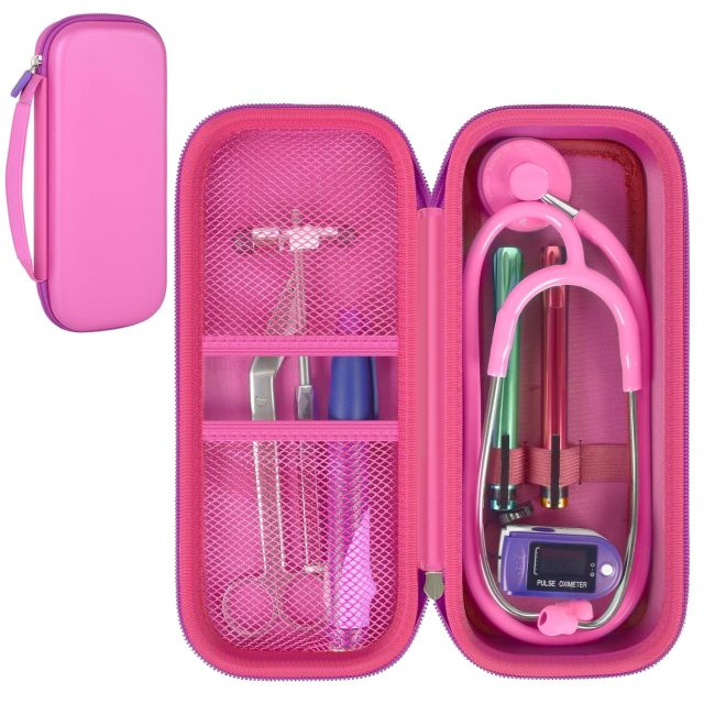 Stethoscope Case Compatible with 3M Littmann Classic III Monitoring/Lightweight II S.E/Cardiology IV Diagnostic/MDF Acoustica Stethoscopes, Extra Pocket for Doctor & Nurse Accessories