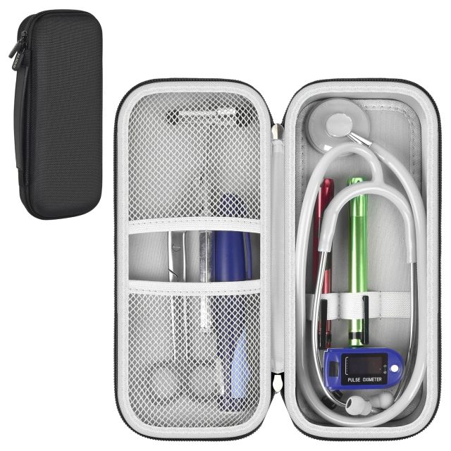 Stethoscope Case Compatible with 3M Littmann Classic III Monitoring/Lightweight II S.E/Cardiology IV Diagnostic/MDF Acoustica Stethoscopes, Extra Pocket for Doctor & Nurse Accessories